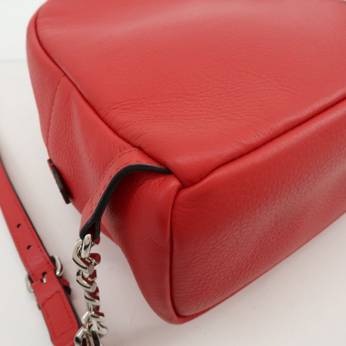FENDI By the way Leather Mini Backpack Rucksack Studs Red 8BZ038