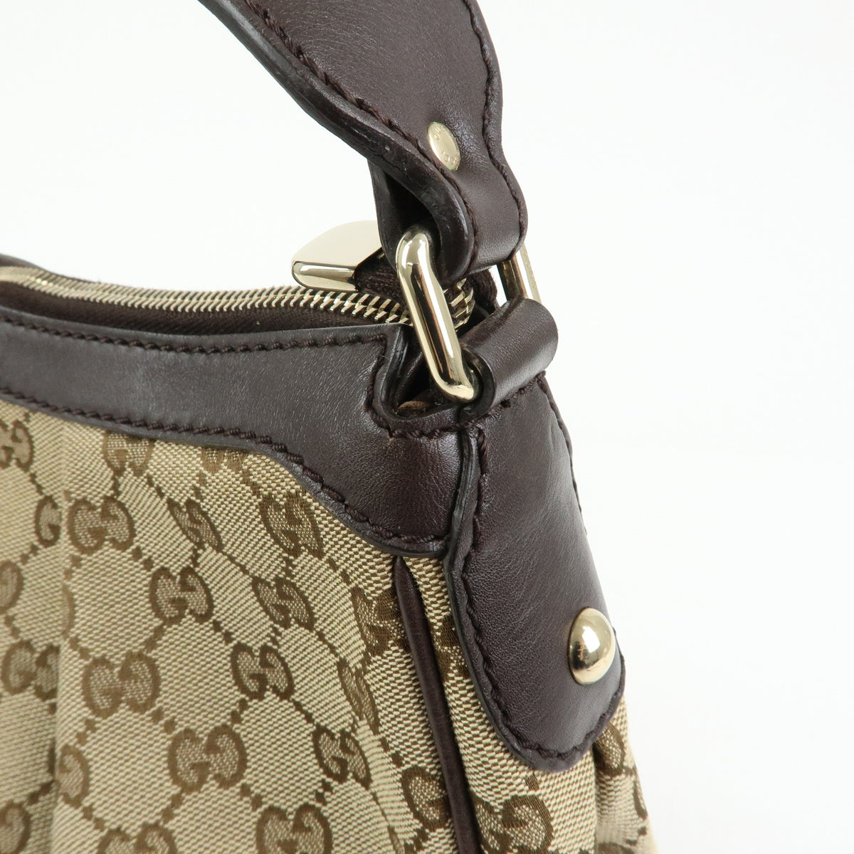 GUCCI Sukey Interlocking G GG Canvas Shoulder Bag Beige Brown 232955