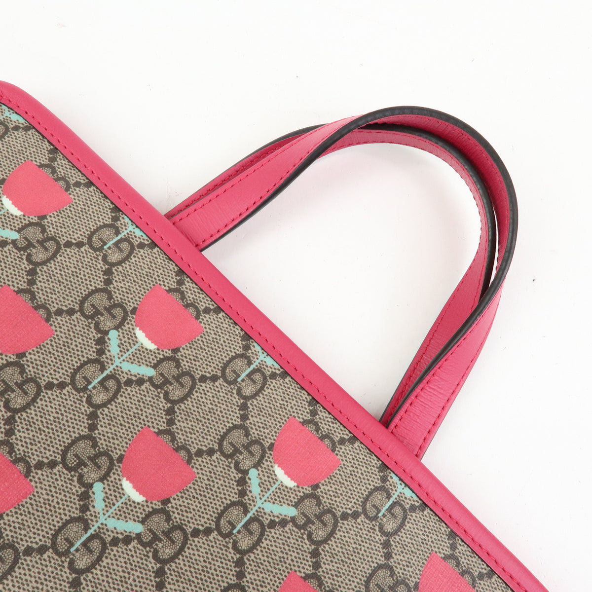 GUCCI Childrens GG Supreme Leather Tote Bag Hand Bag Beige Pink 605614
