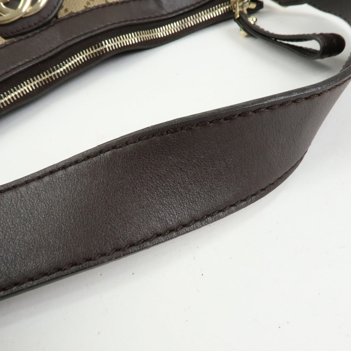 GUCCI Sukey Interlocking G GG Canvas Shoulder Bag Beige Brown 232955