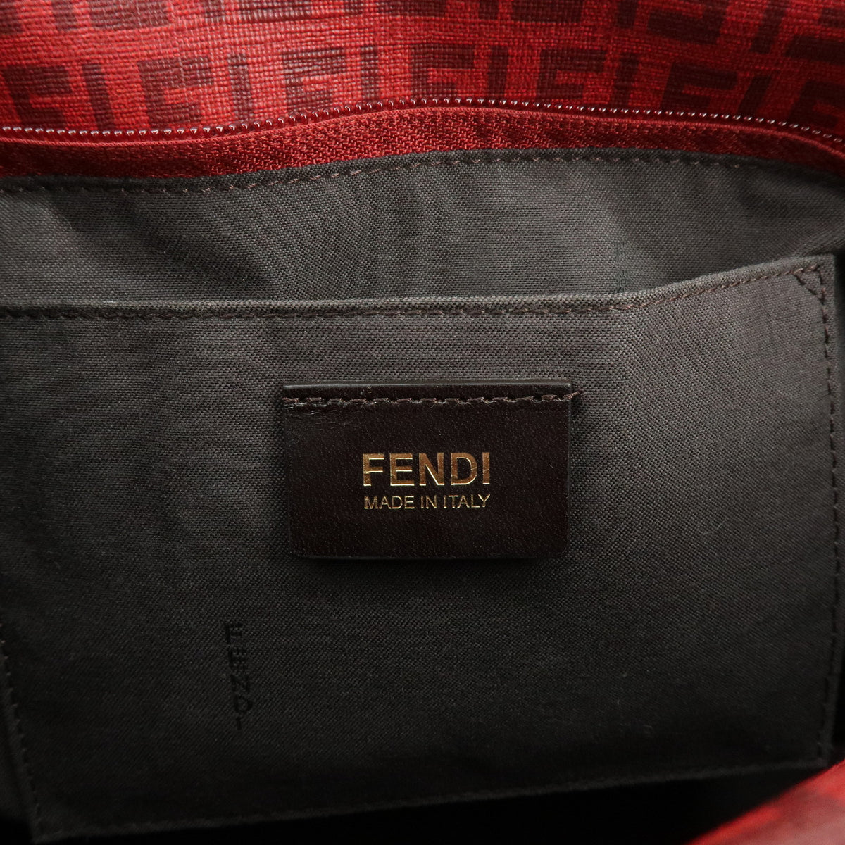 FENDI Zucchino PVC Leather Tote Bag Hand Bag Red 8BH214