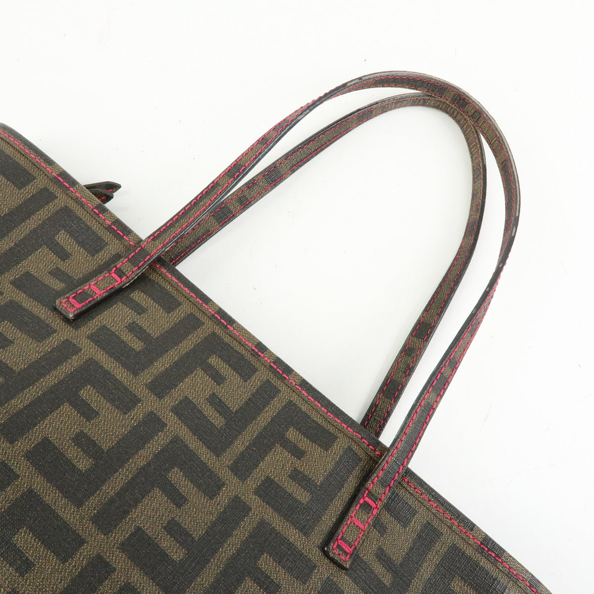 FENDI Zucca PVC Tote Bag Shoulder Bag Brown Pink 8BH223