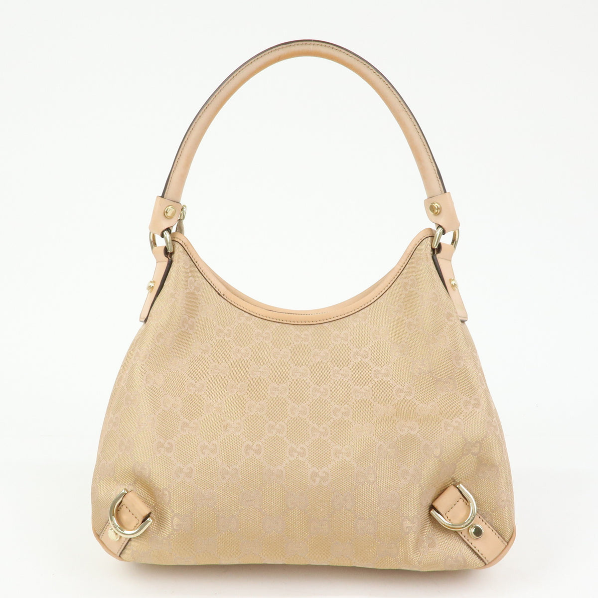GUCCI Abbey Canvas Leather Shoulder Bag Hand Bag Pink Beige 130738