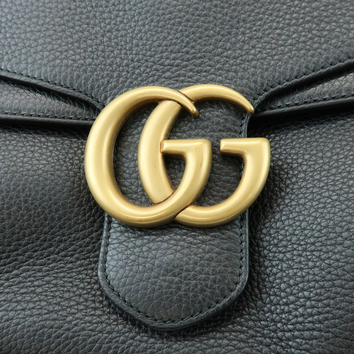 GUCCI GG Marmont Leather Flap Shoulder Bag Black 401173