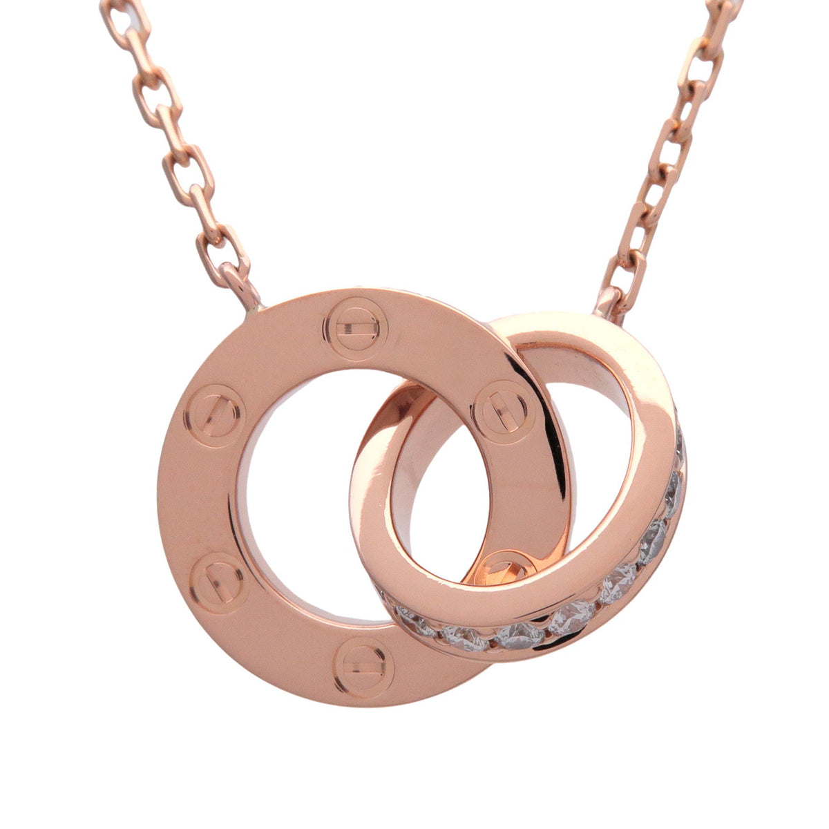 Cartier Love Circle Diamond Necklace K18 750PG Rose Gold
