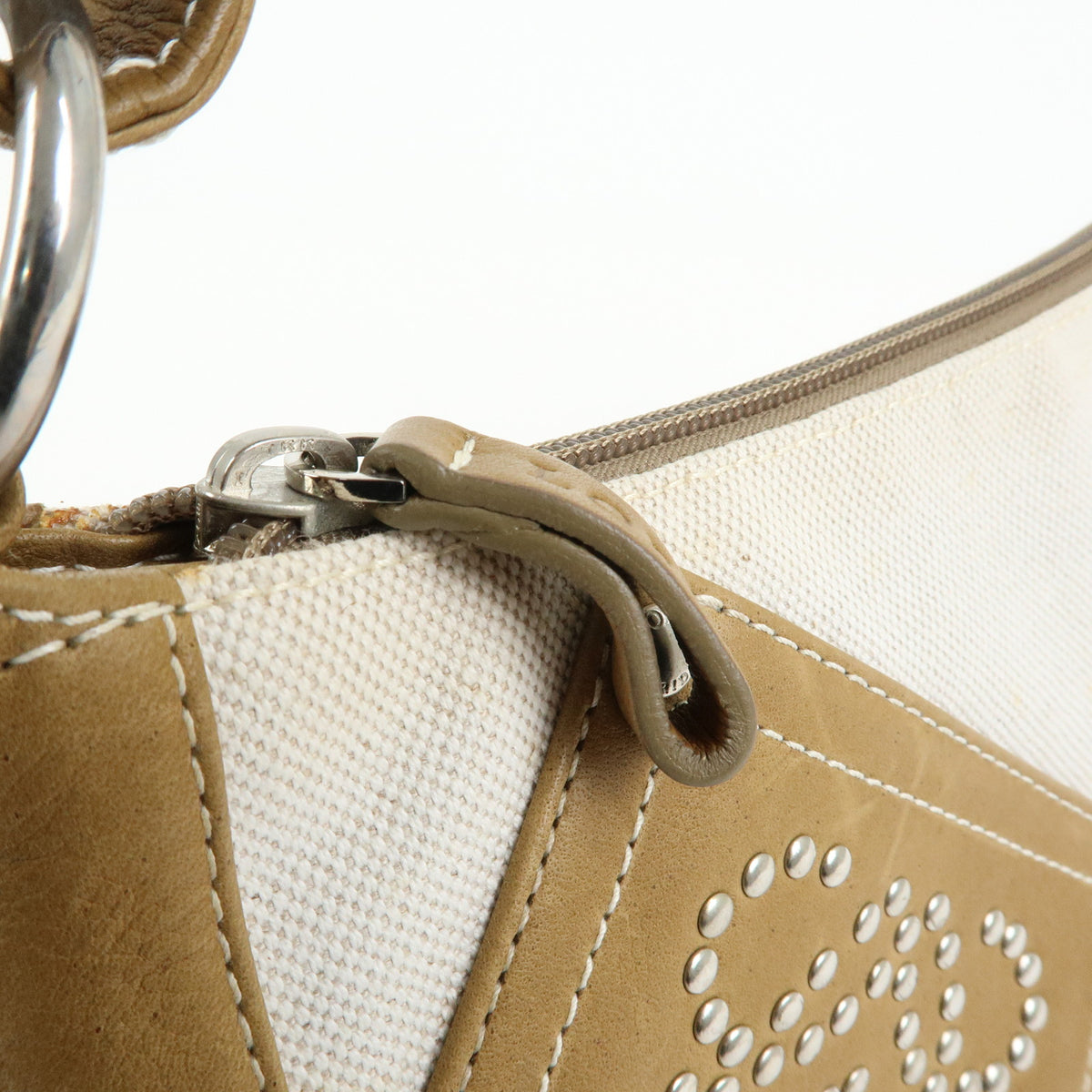LOEWE Anagram Canvas Leather Hand Bag Brown Natural
