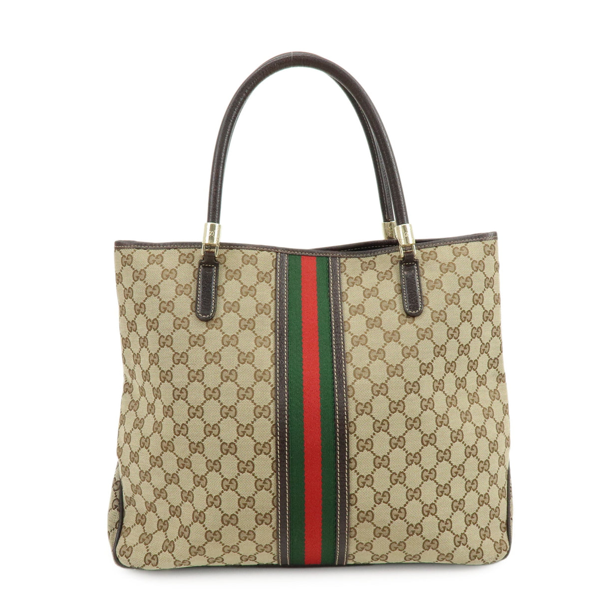 GUCCI Sherry GG Canvas Leather Tote Bag Shoulder Bag Beige Brown 162160