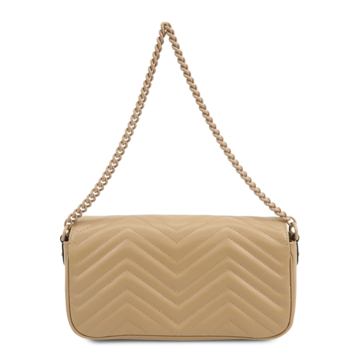 GUCCI GG Marmont Leather Chain Shoulder Bag Beige 826098