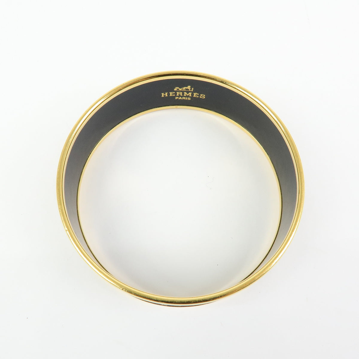 HERMES Email GM Gold Plated Bracelet Bangle Blue Gold