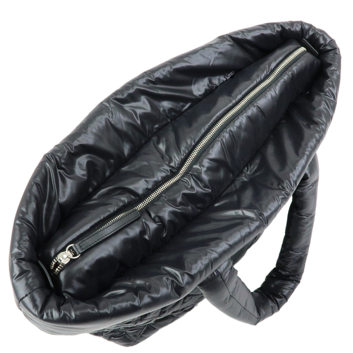 CHANEL COCO Cocoon Nylon Leather Tote Bag Hand Bag Black A48611