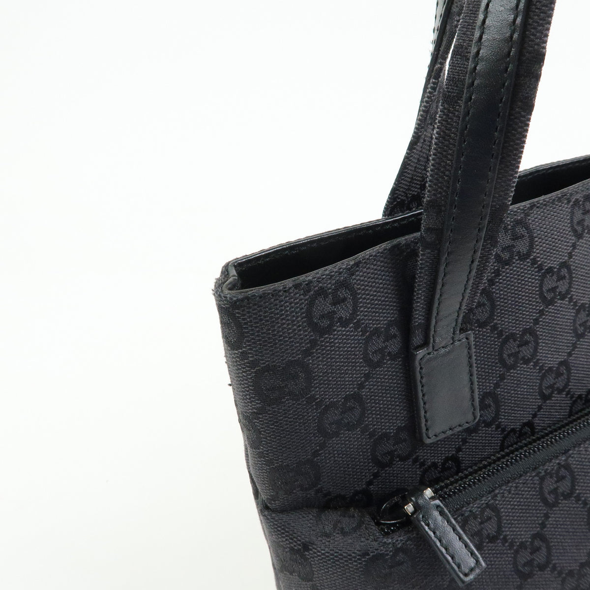 GUCCI GG Canvas Leather Mini Tote Bag Hand Bag Black 002・1079