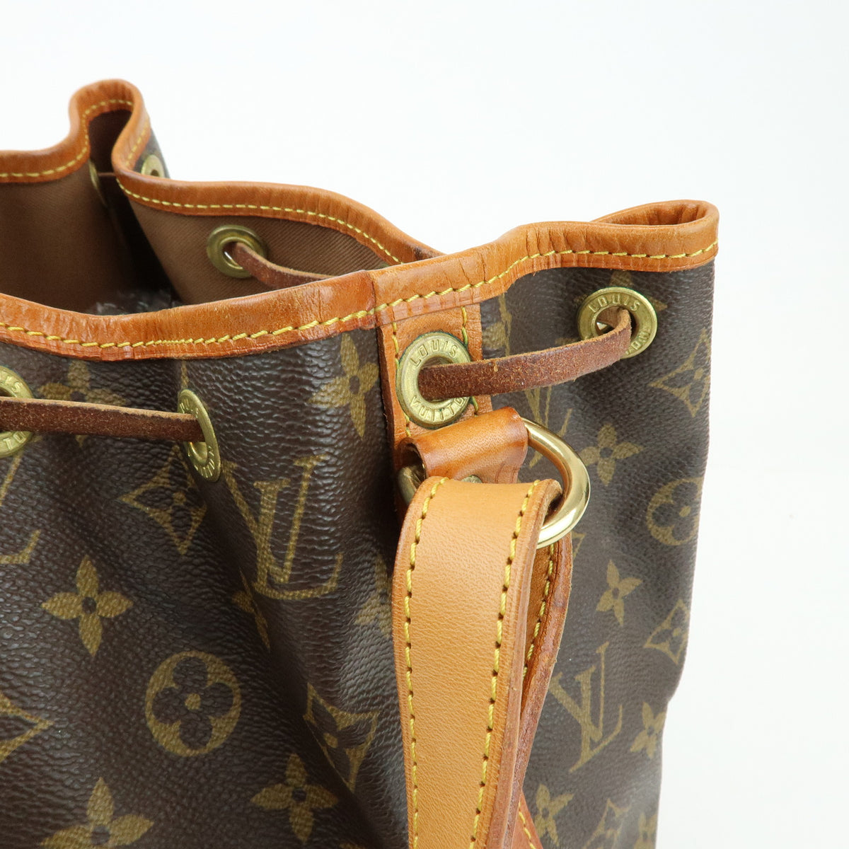 Louis Vuitton Monogram Petit Noe Leather Shoulder Bag Brown M42226