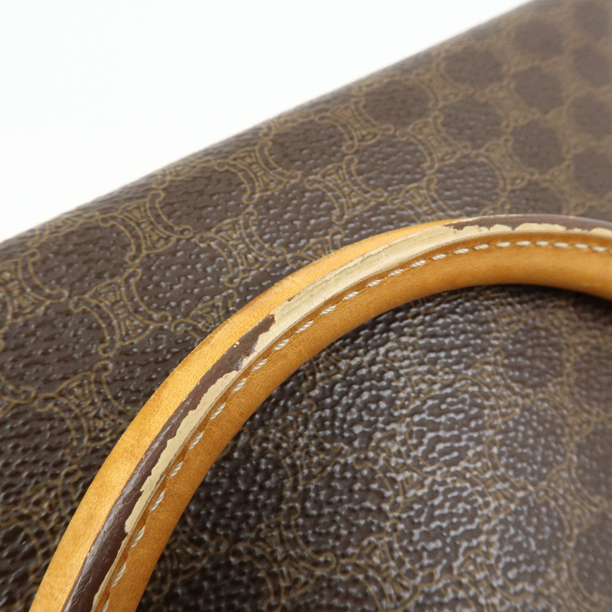CELINE Macadam PVC Leather 2Way Bag Hand Bag Shoulder Bag Brown Beige