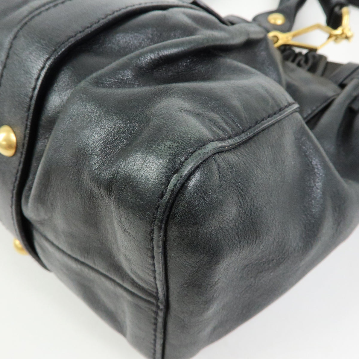 MIU MIU Vitello Lux Leather 2Way Bag Hand Bag Shoulder Bag Black