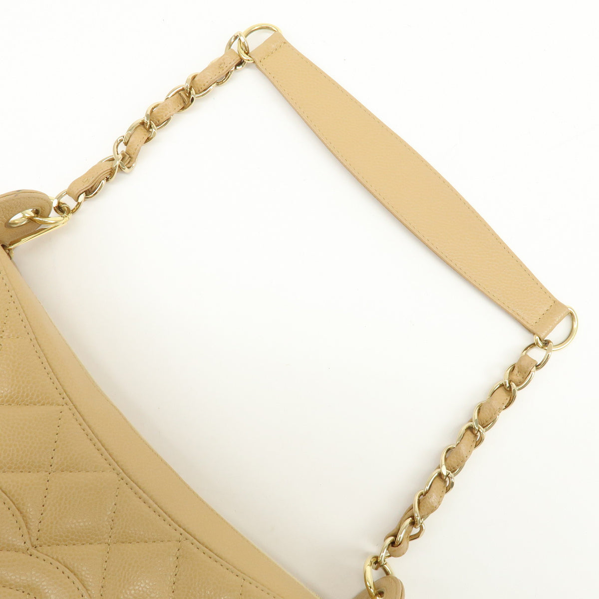 CHANEL COCO Mark Matelasse Caviaskin Chain Shoulder Bag Beige A20993