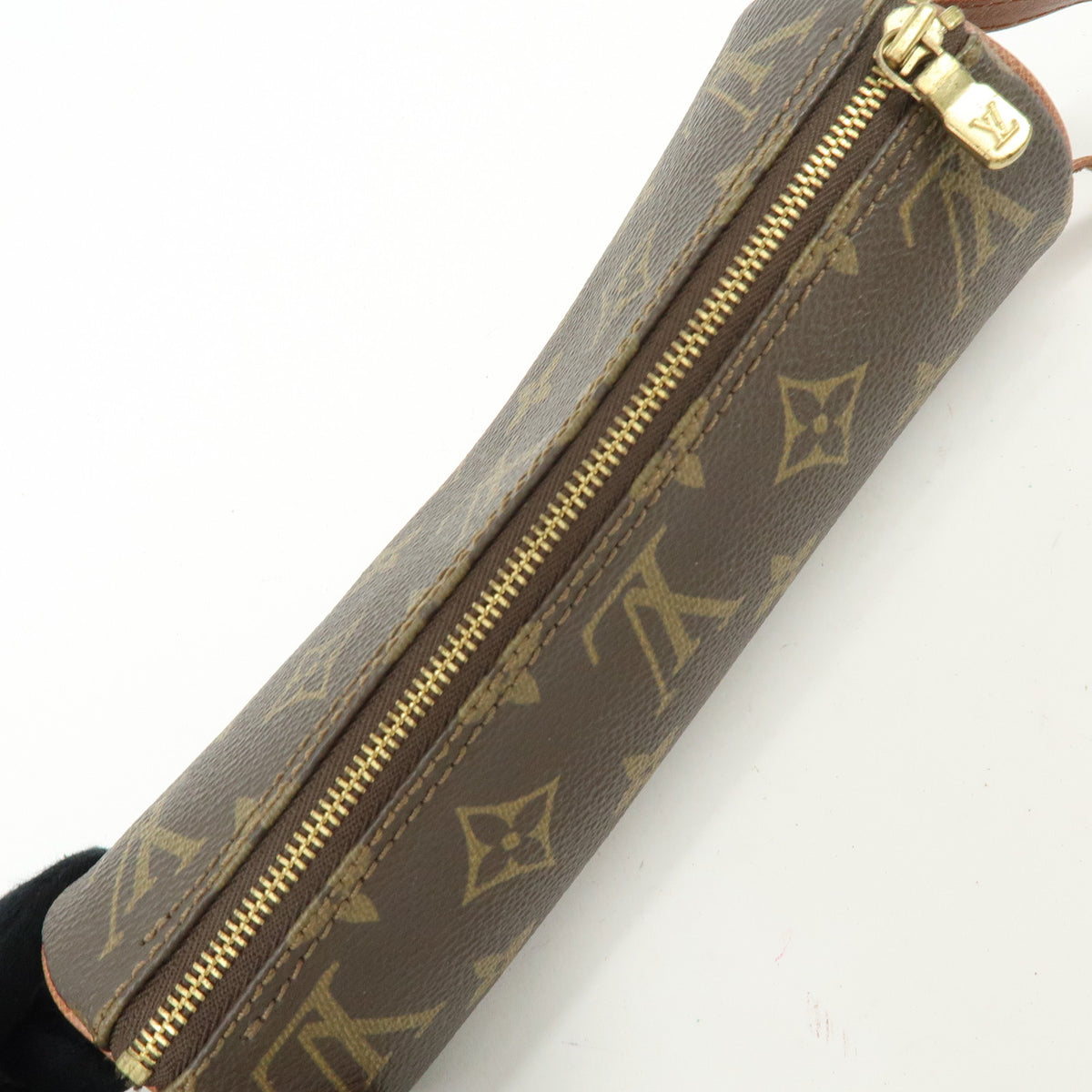 Louis Vuitton Monogram Trousse Ronde Pen Case Pouch Brown M47630
