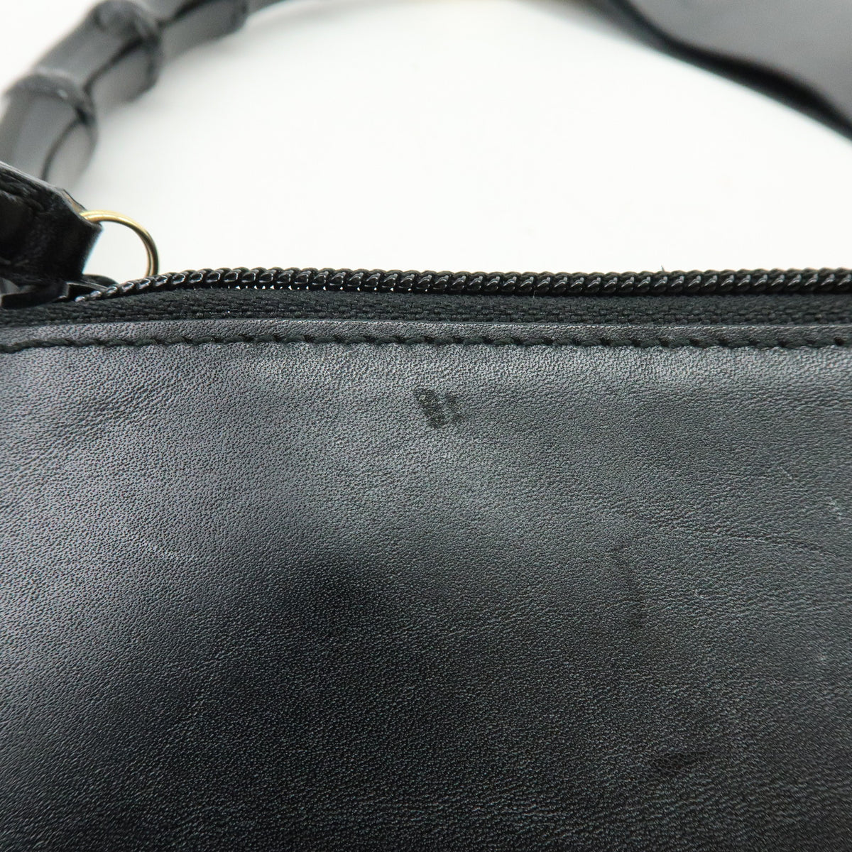 GUCCI Bamboo Leather Shoulder Bag Hand Bag  Black 001・2058