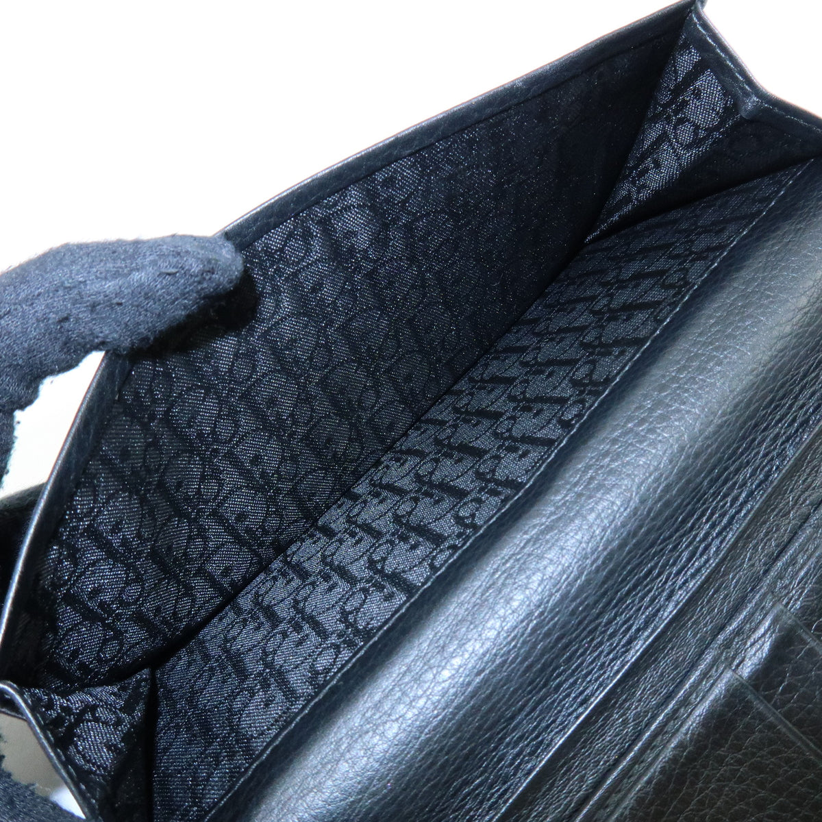 Christian Dior Heart Ethnic Line Leather Long Wallet Black