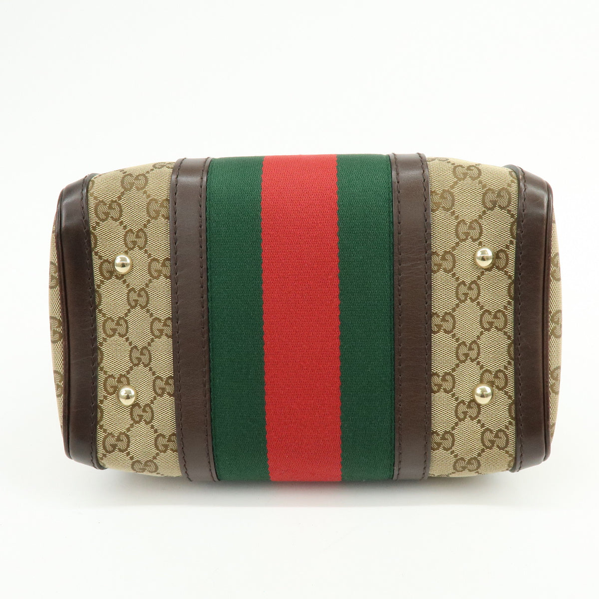 GUCCI Sherry GG Canvas Leather 2Way Bag Boston Bag Hand Bag 269876