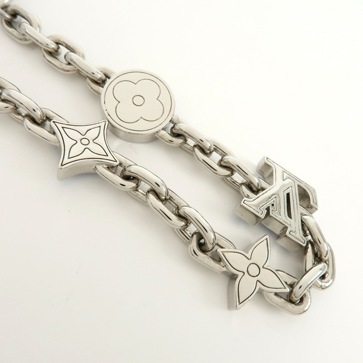 Louis Vuitton Monogram Flower Metal Chain Belt Blue Green M02554