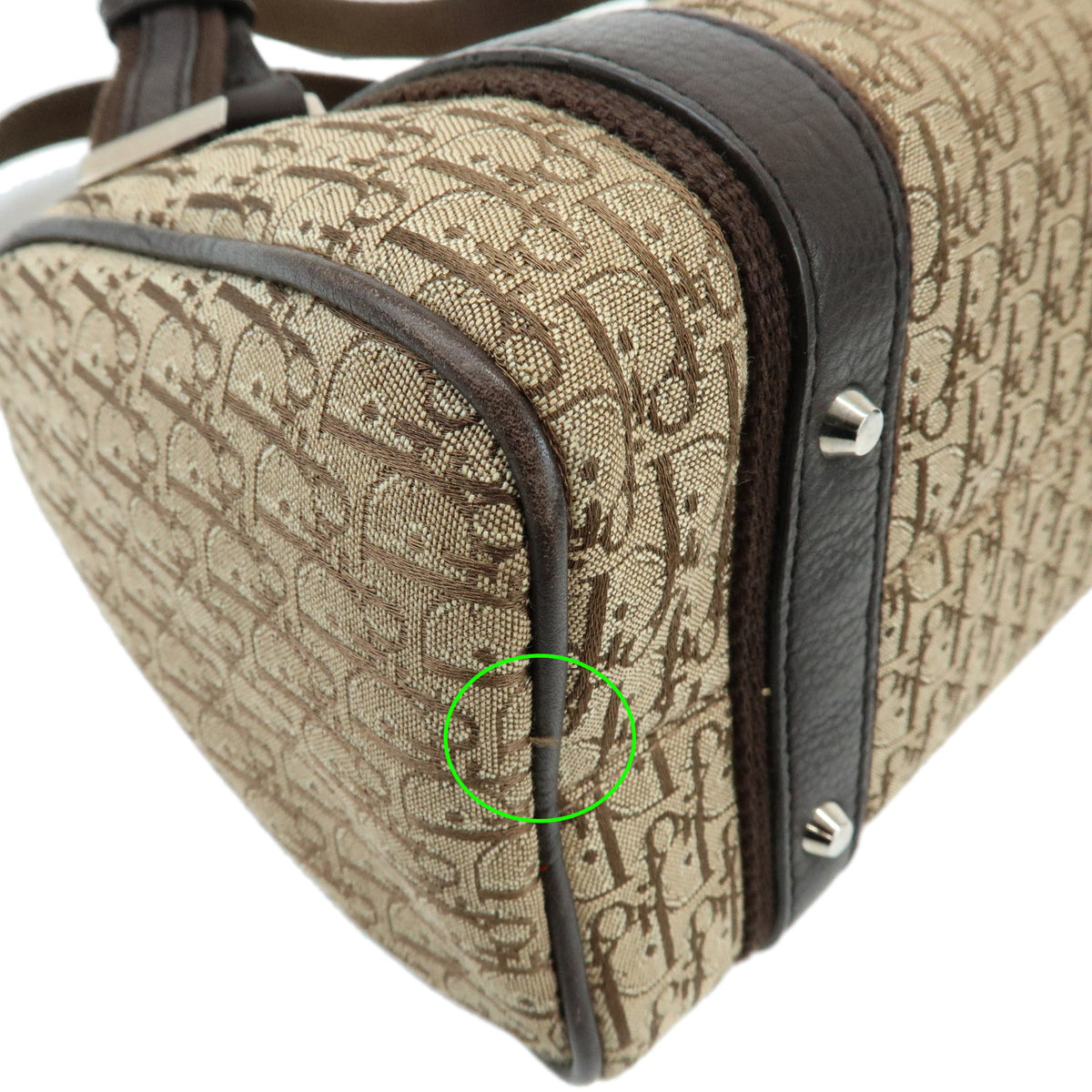 Christian Dior Trotter Jacquard Canvas Hand Bag Mini Boston Bag Brown