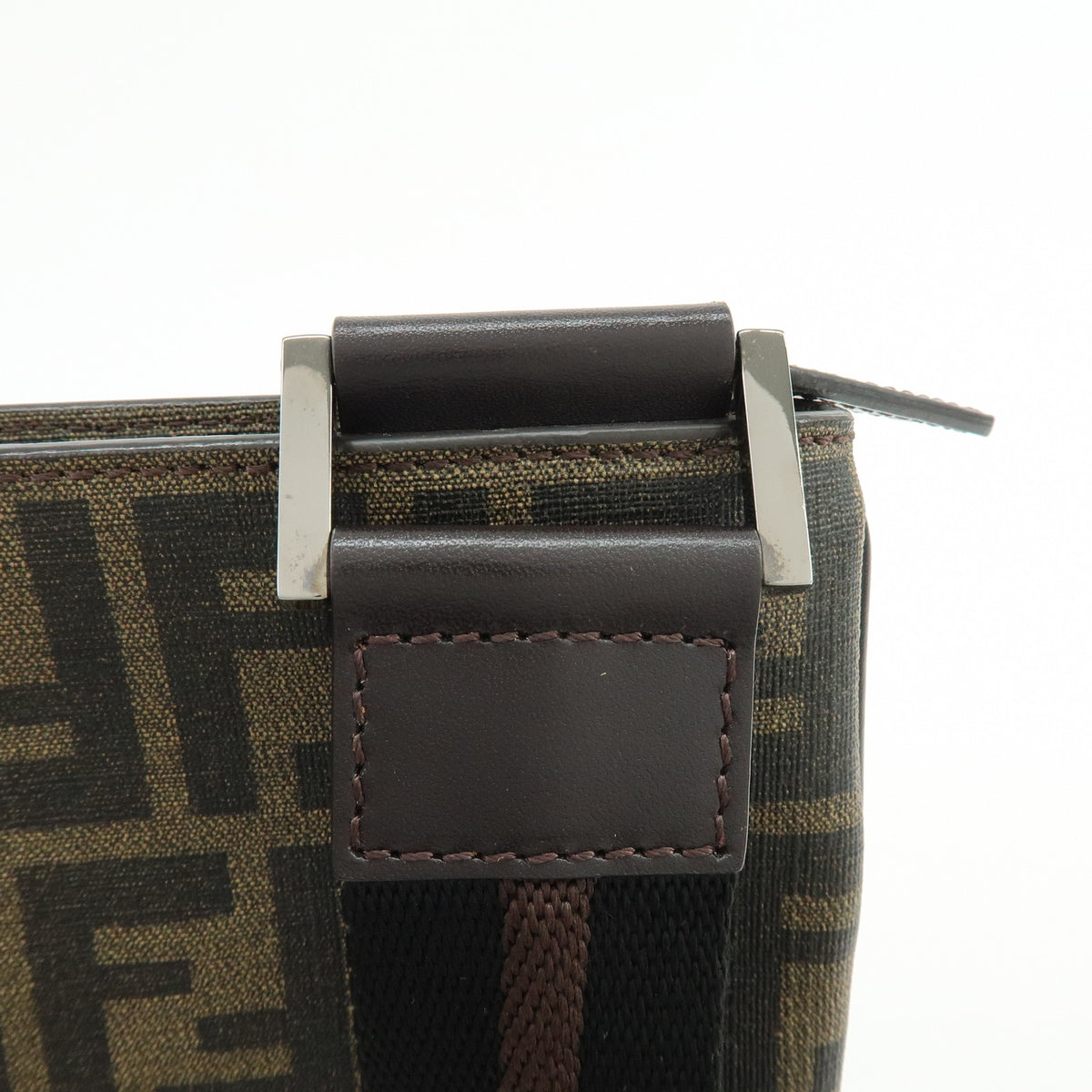 FENDI Zucca PVC Coated Canvas Leather Shoulder Bag Brown 7VA348