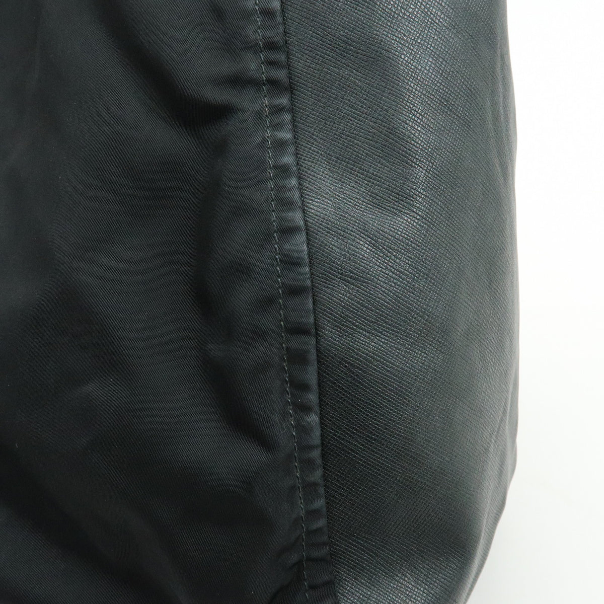 PRADA Nylon Saffiano Leather Shoulder Bag Hand Bag Black