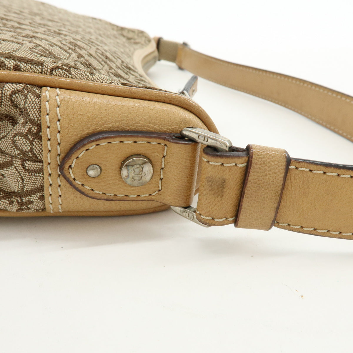 Christian Dior Street Chic Trotter Jaquard Canvas Leather Shoulder Bag