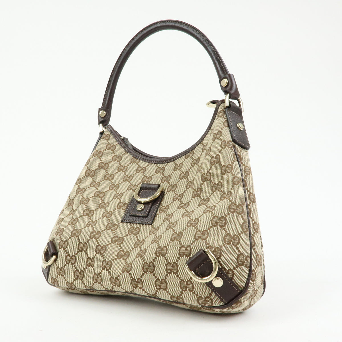 GUCCI Abbey Canvas Leather Shoulder Bag Brown 130738