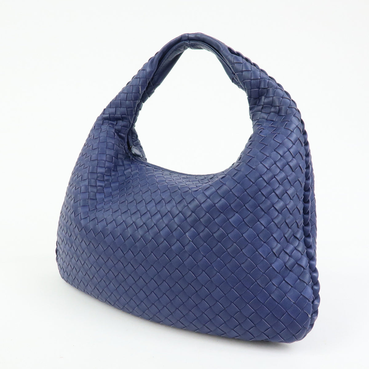 BOTTEGA VENETA Intrecciato Hobo Leather Shoulder Bag Hand Bag Navy