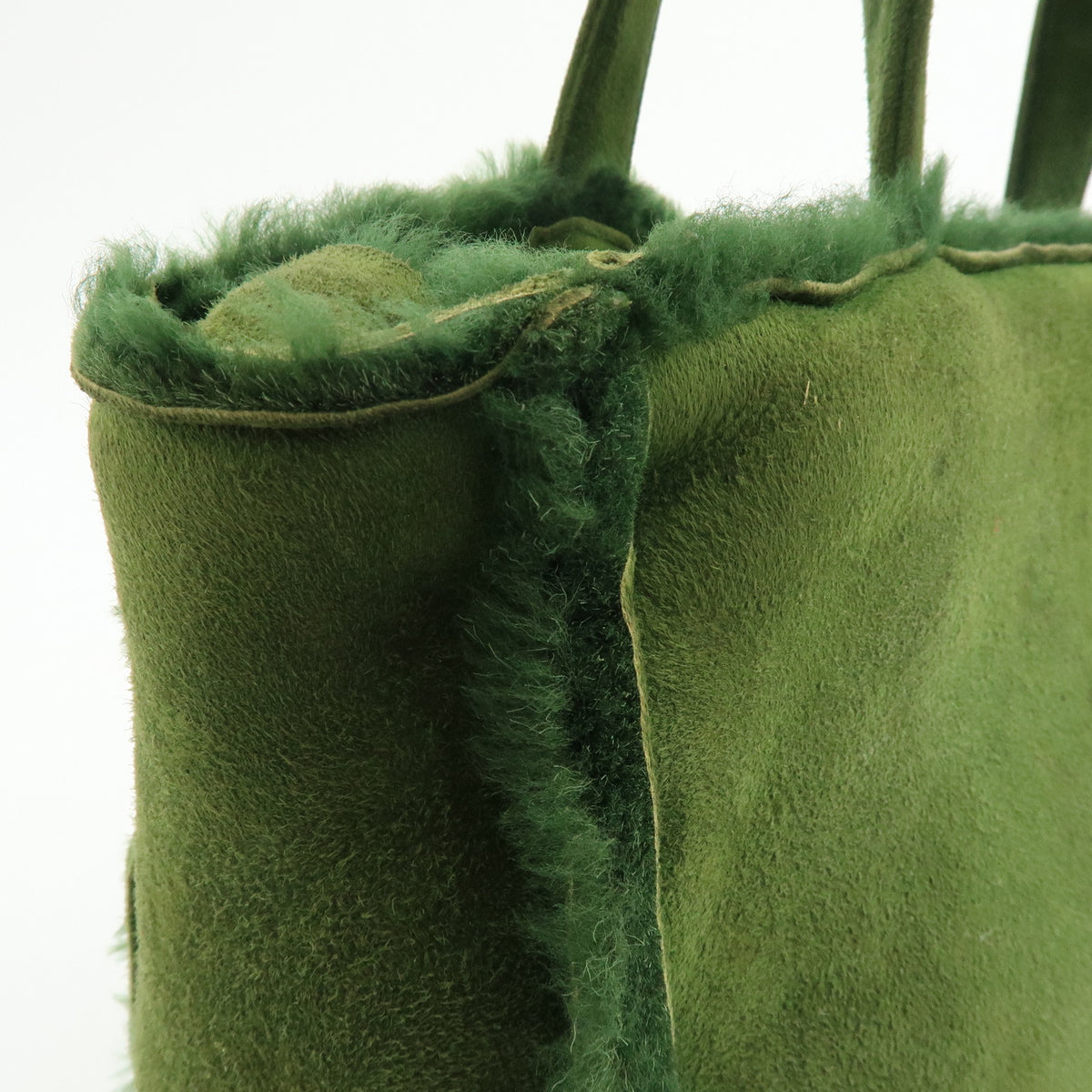 CHANEL Suede Mouton Tote Bag Hand Bag Green