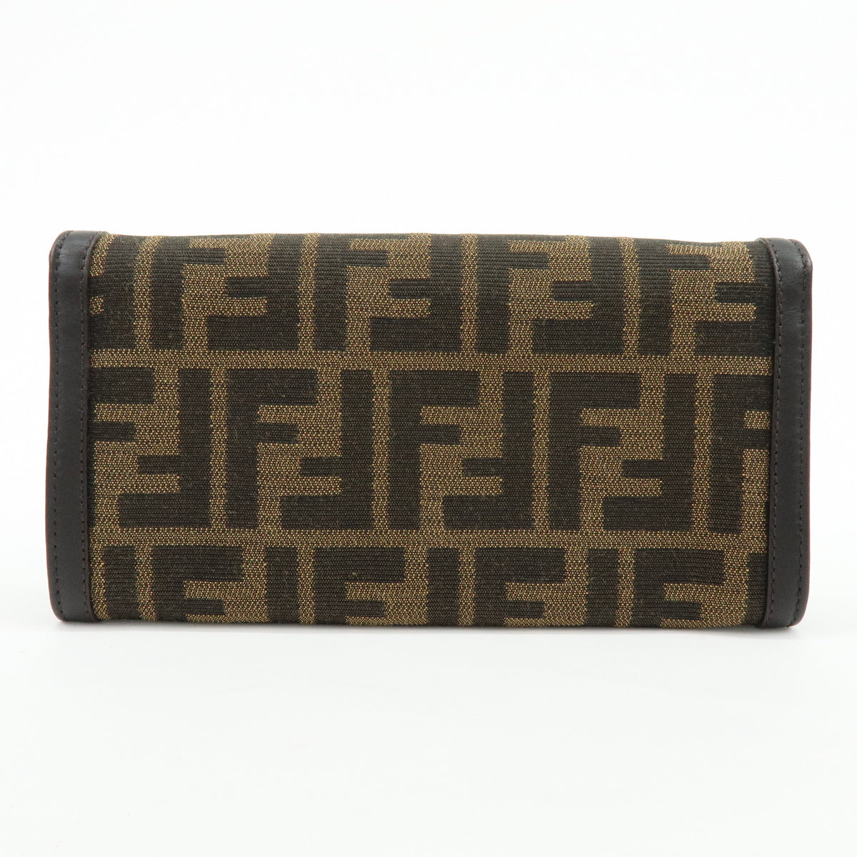 FENDI Zucca Jacquard Canvas Leather Bi-fold Long Wallet Brown 8M0000