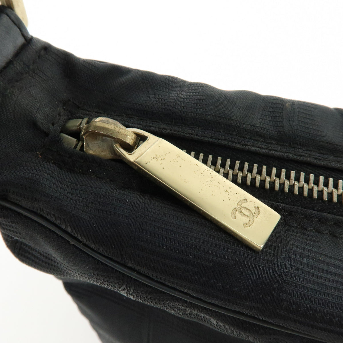 CHANEL New Travel Line Nylon Jacquard Leather Shoulder Bag Black