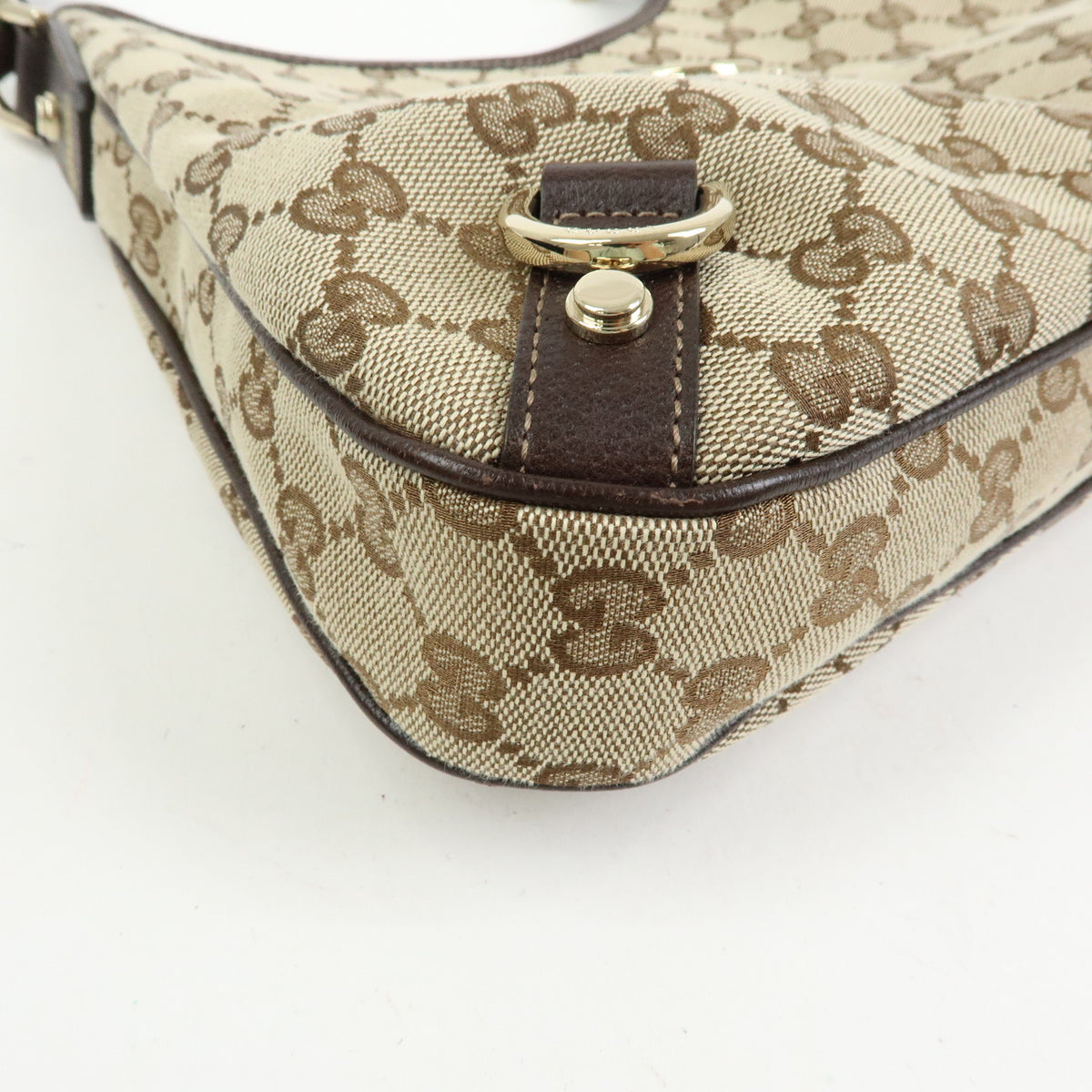 GUCCI Abbey Canvas Leather Shoulder Bag Brown 130738