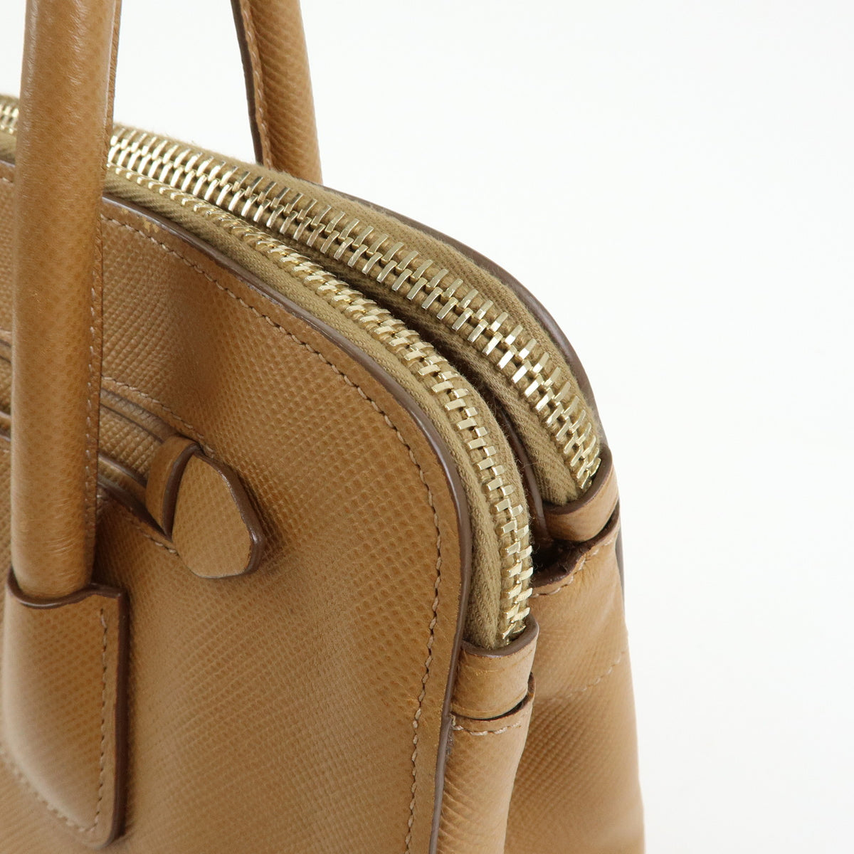 PRADA Logo Saffiano Leather 2Way Bag Hand Bag Shoulder Bag Camel BN2569