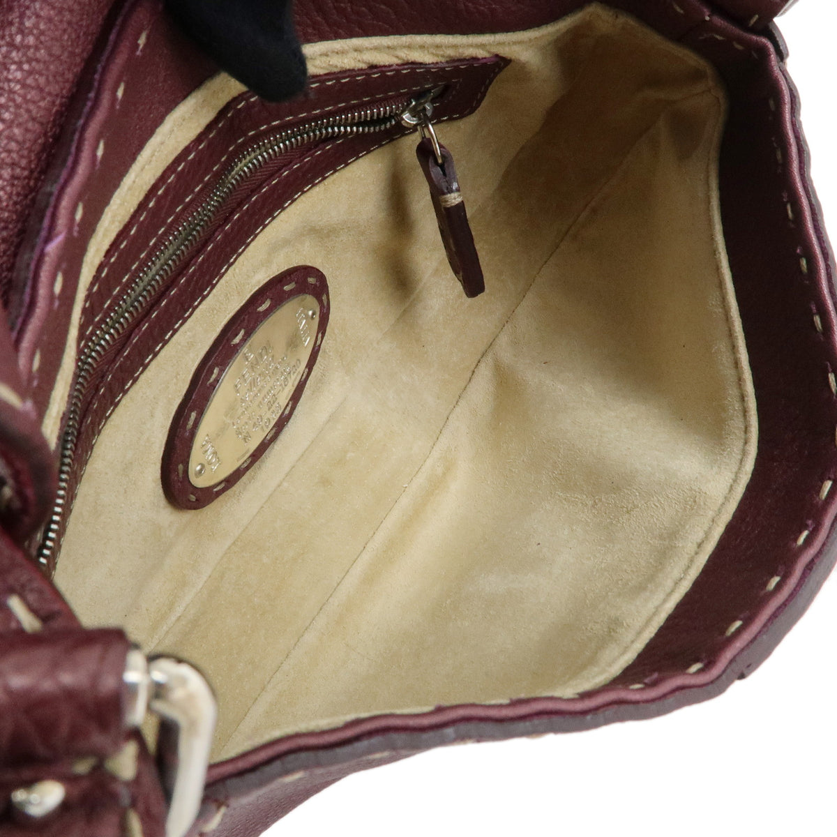 FENDI Selleria Leather Shoulder Bag Hand Bag Purple 8BR407