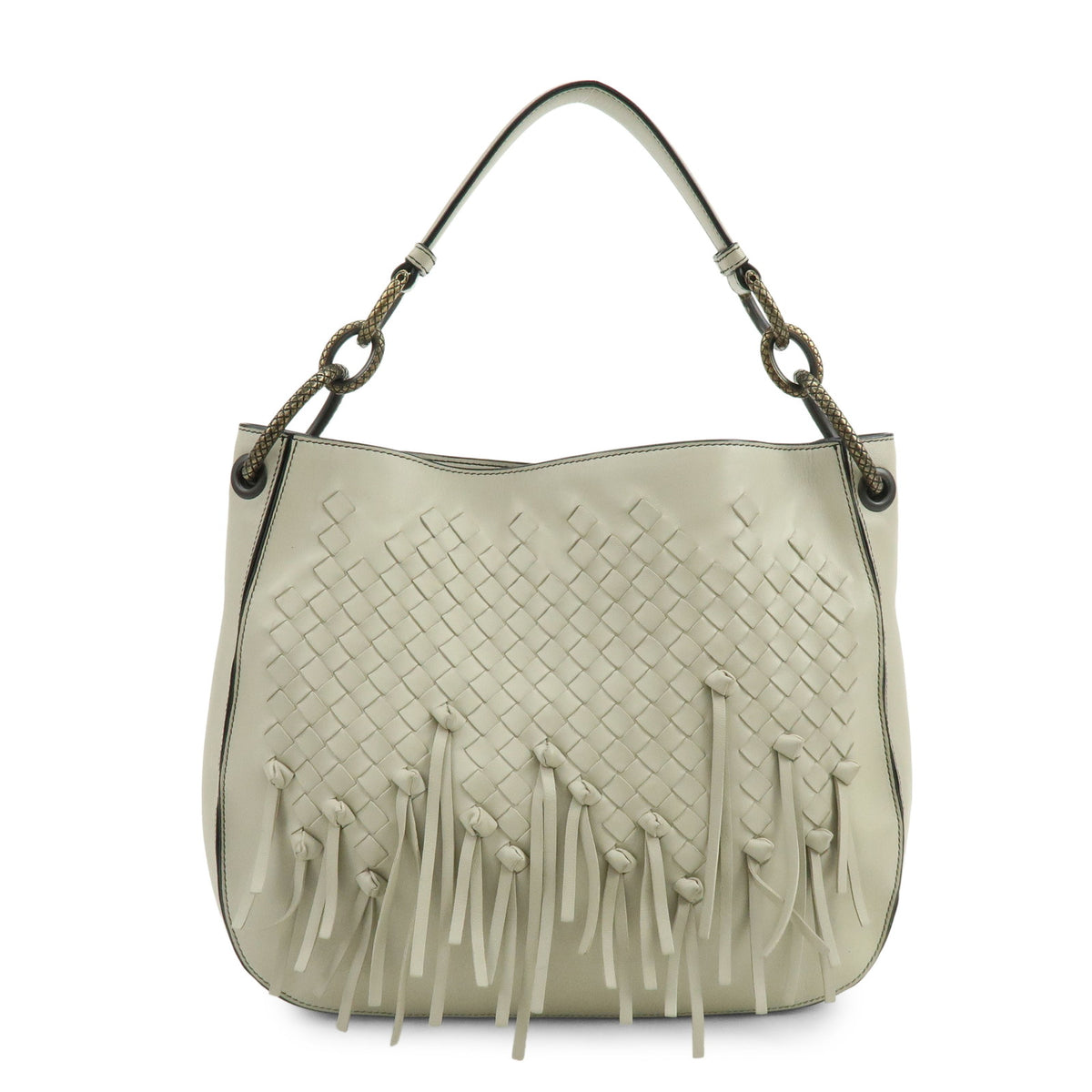 BOTTEGA VENETA Intrecciato Nappa Leather Shoulder Bag Ivory 118965