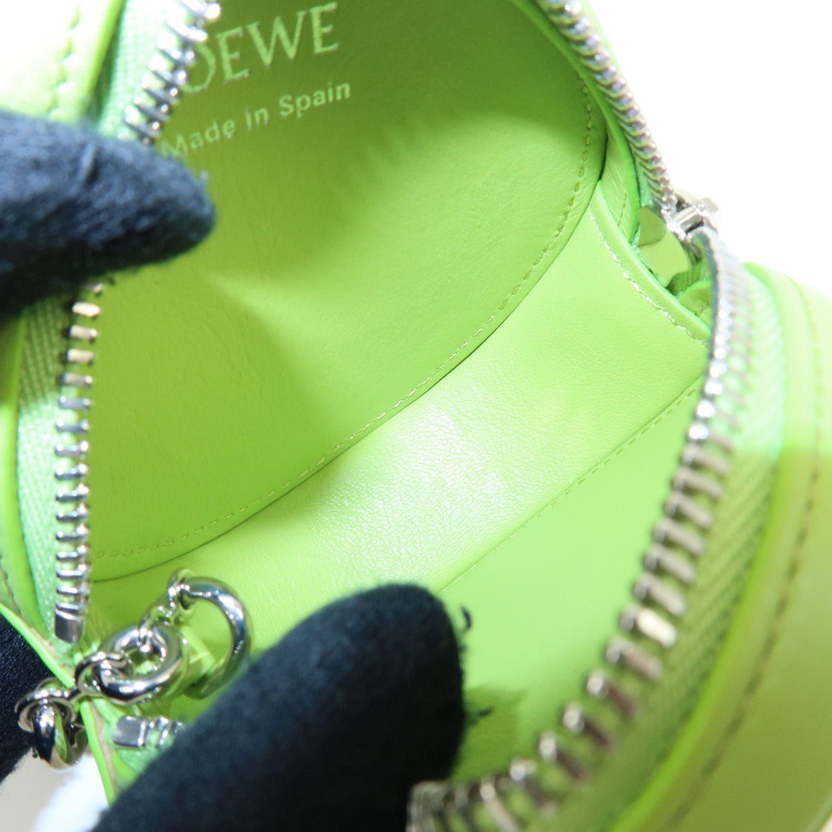LOEWE Calf Leather Pebble Cookie Key Holder Pouch Coin Case Green