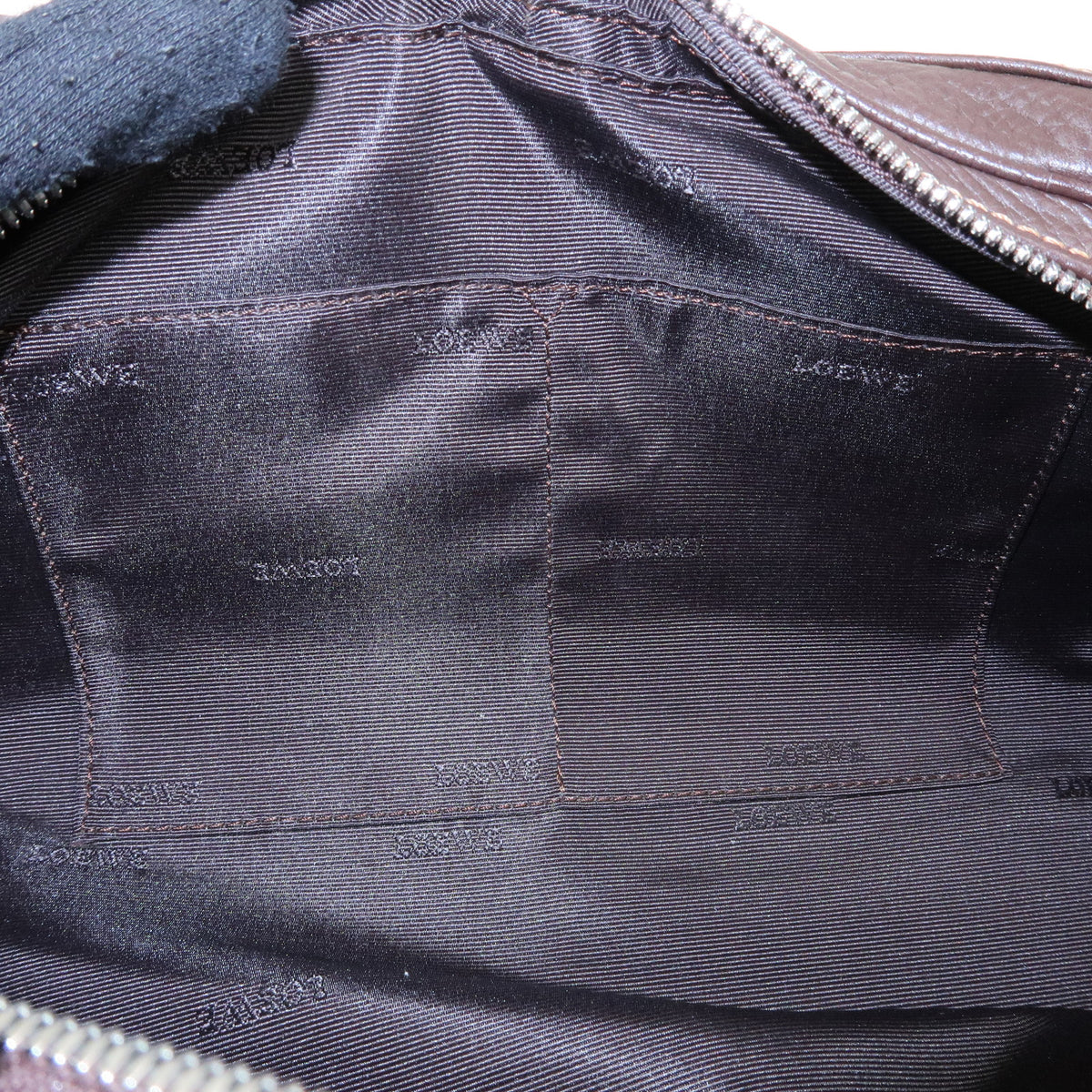 LOEWE Senda Leather Hand Bag Dark Brown