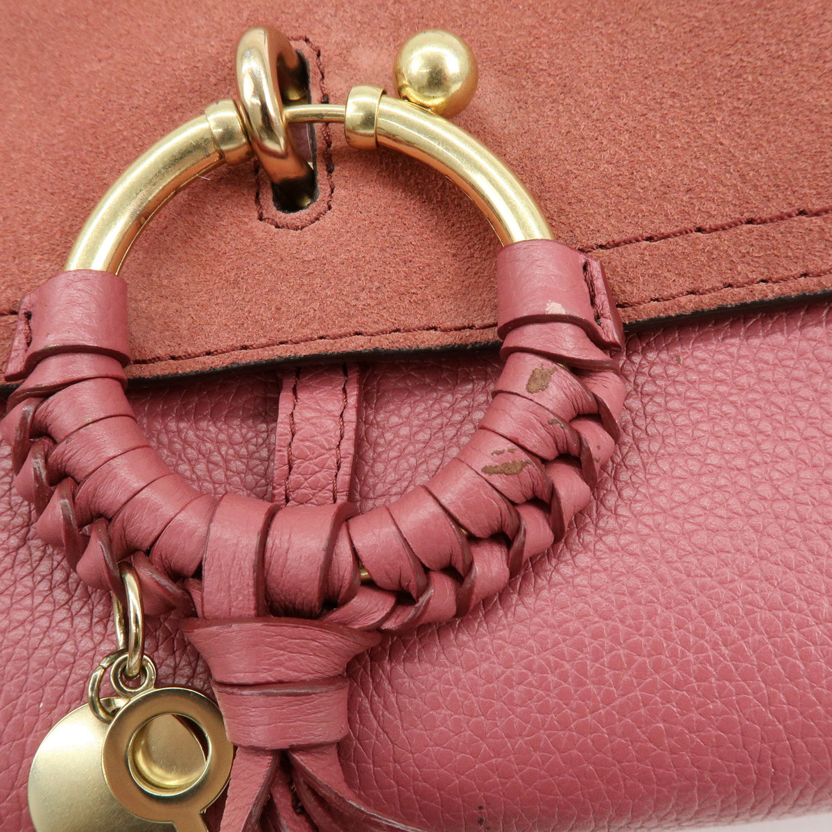 Chloe See by Chloe Joan Leather Suede Small 2Way Bag Crossbody Bag Pink
