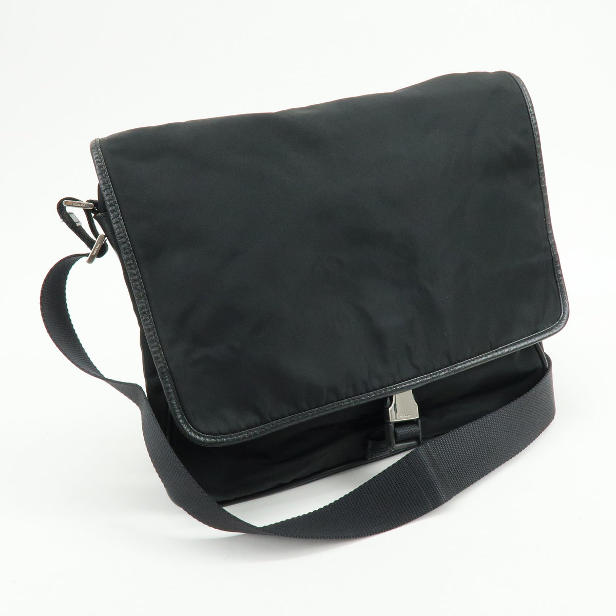 PRADA Triangle Logo Nylon Saffiano Leather Shoulder Bag Crossbody Bag