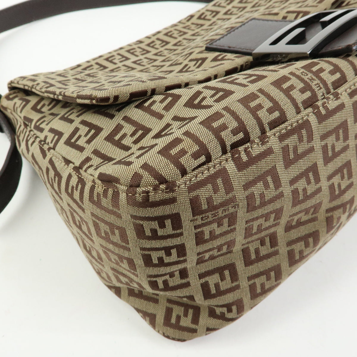FENDI Mamma Baguette Zucchino Jaquard Leather Shoulder Bag 8BR001