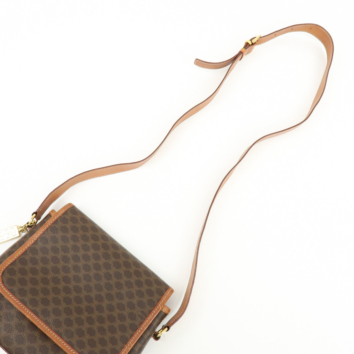 CELINE Macadam PVC Leather Shoulder Bag Crossbody Bag Brown