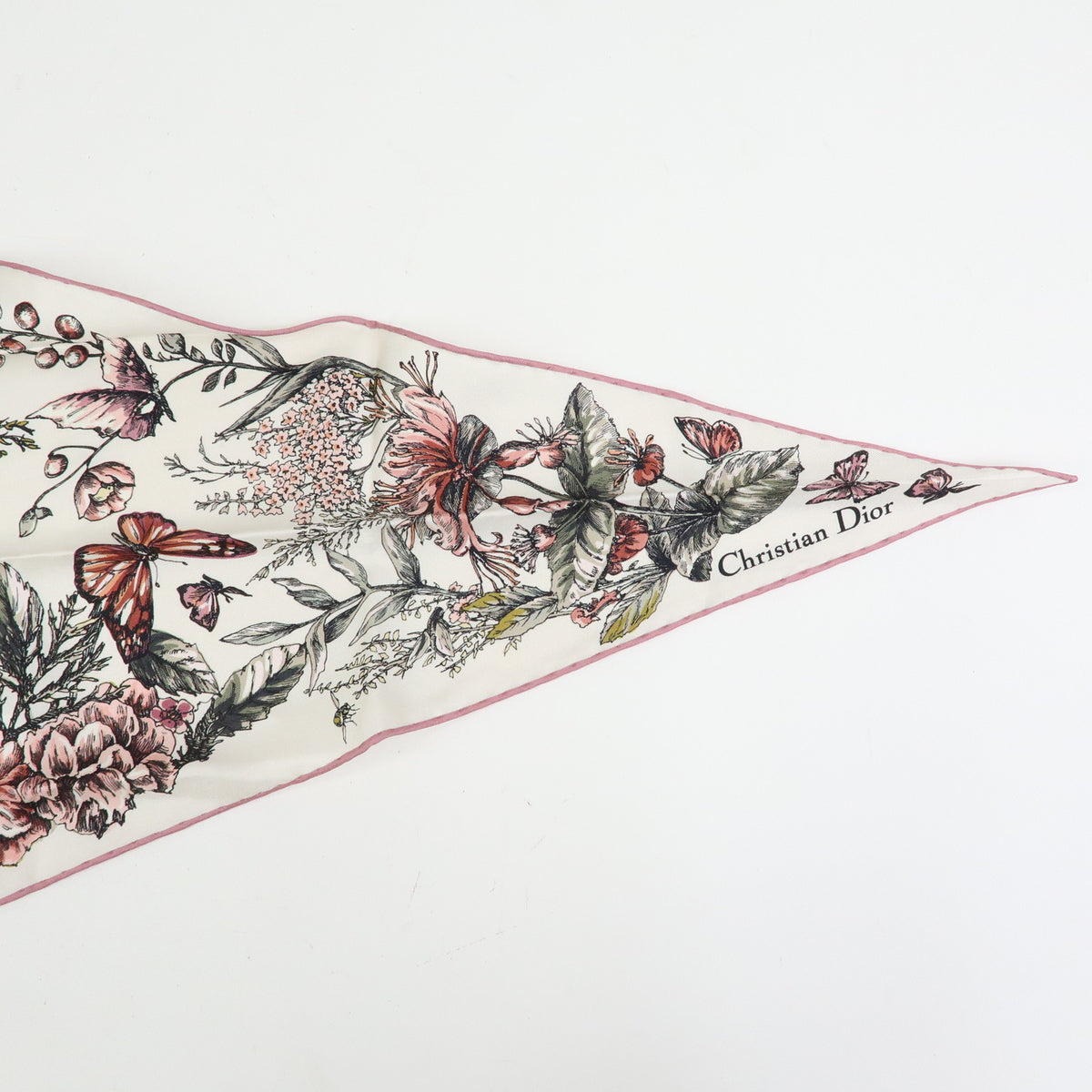 Christian Dior Silk 100% Diamond Shape Scarf Bandana Pink