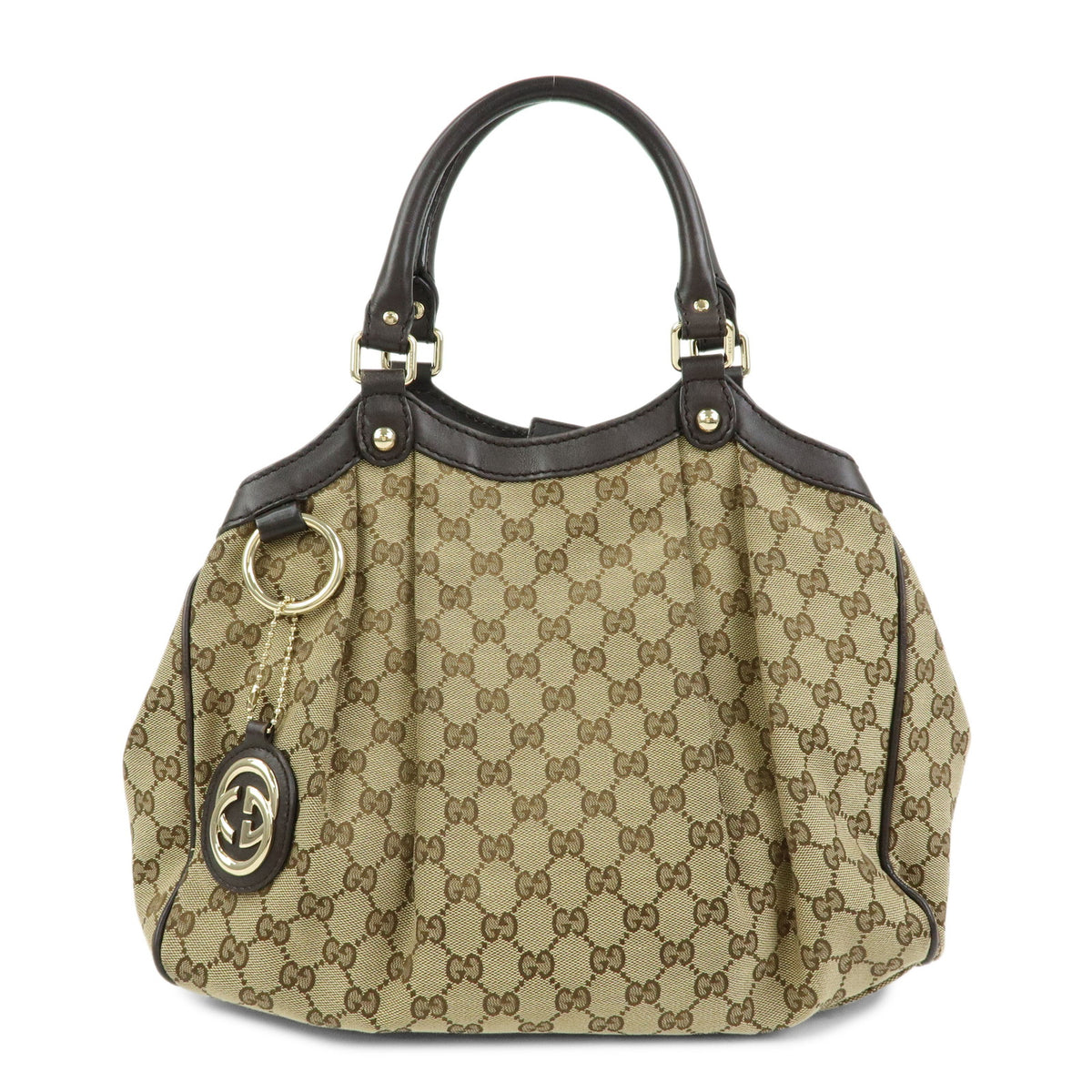 GUCCI Sukey Interlocking G GG Canvas Leather Tote Bag Hand Bag 211944