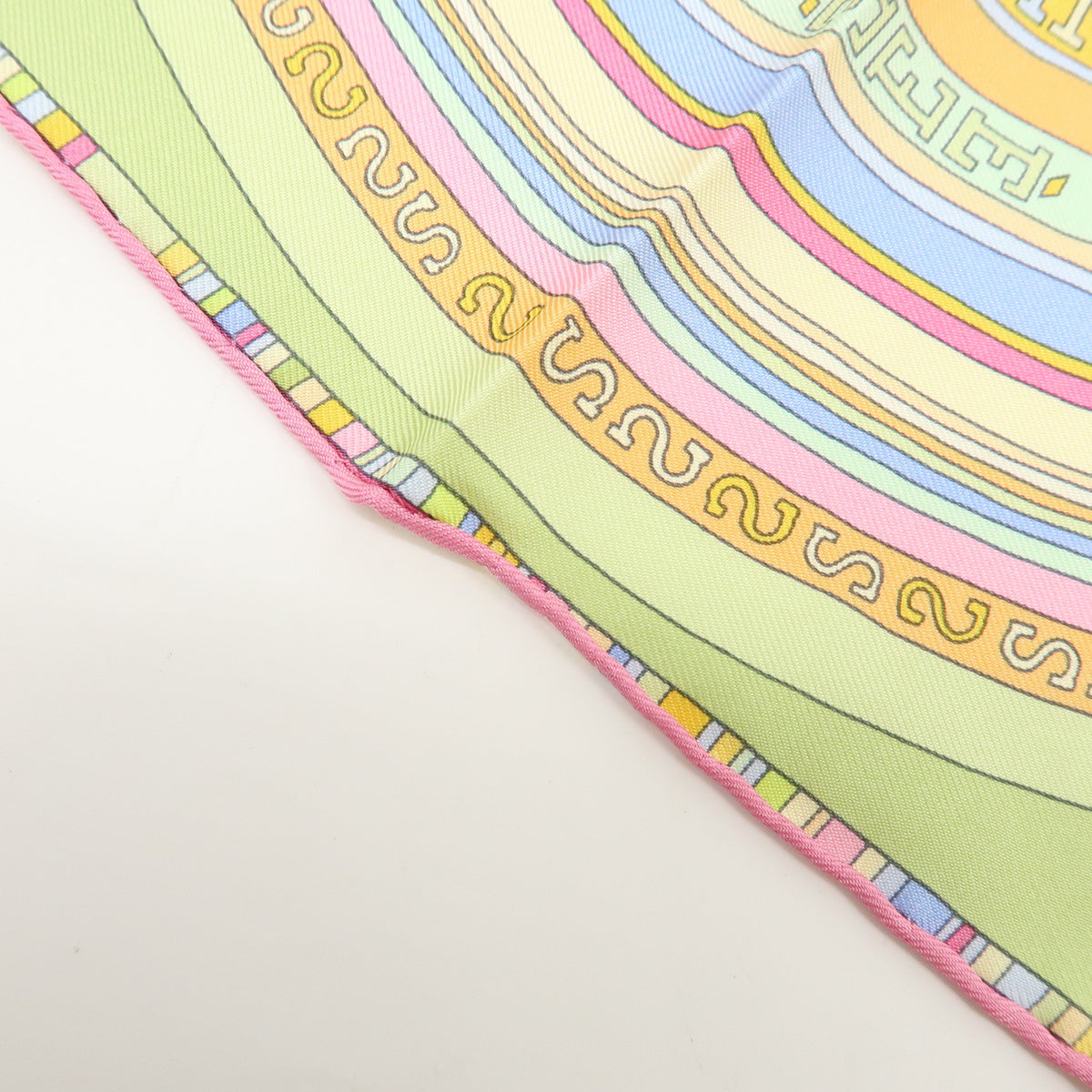 HERMES Carre 42 Silk 100% Scarf FRANCE PARIS 24 Fbg Light Green Pink