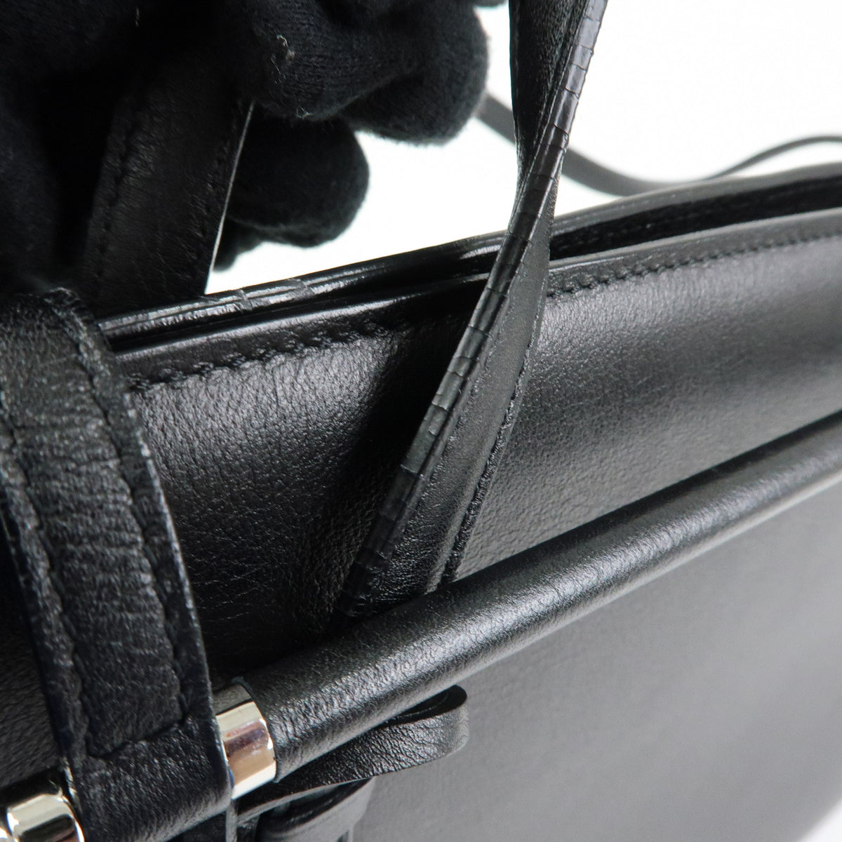 Cartier Cabochon Leather Tote Bag Shoulder Bag Hand Bag Black