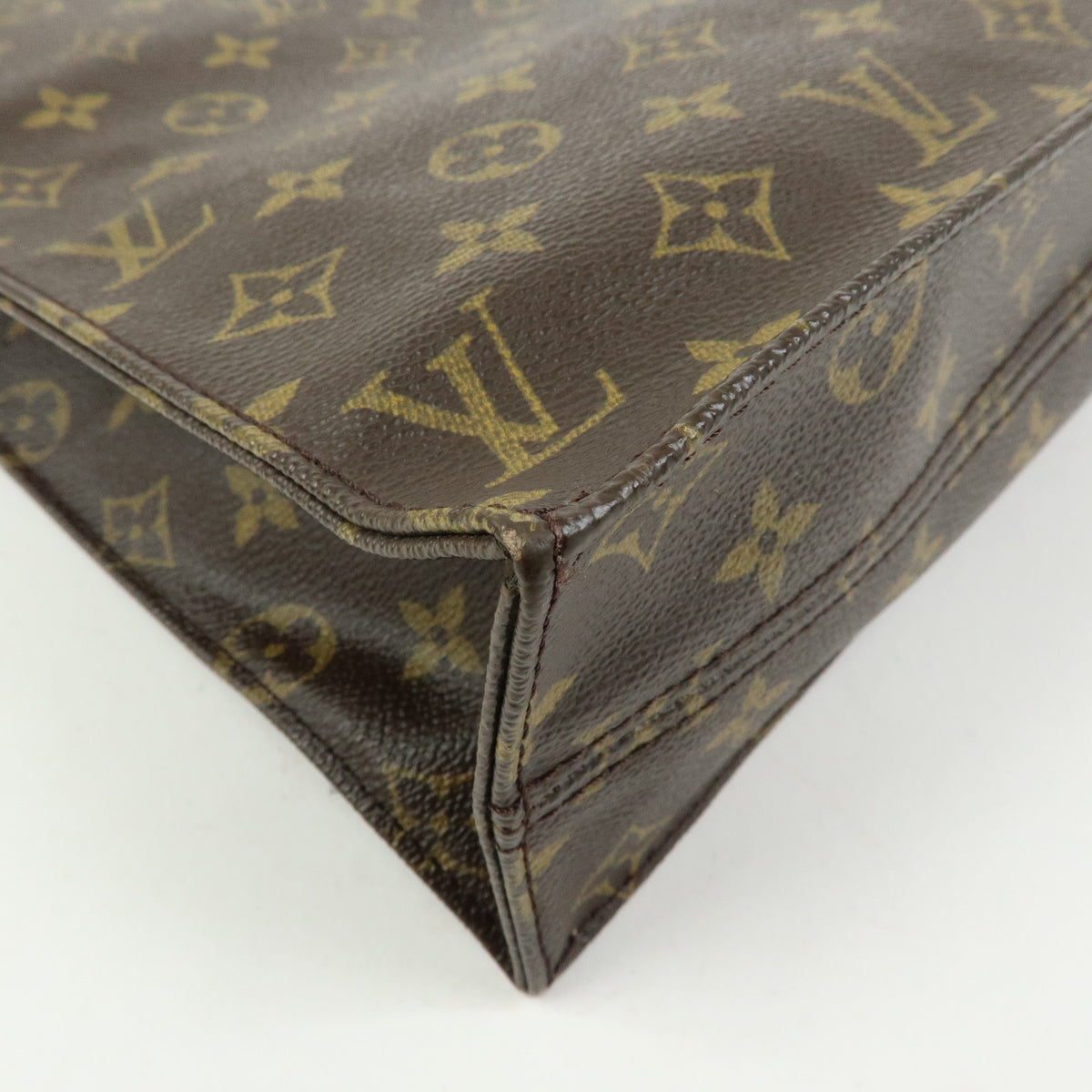 Louis Vuitton Monogram Sac Plat Tote Bag Hand Bag Brown M51140