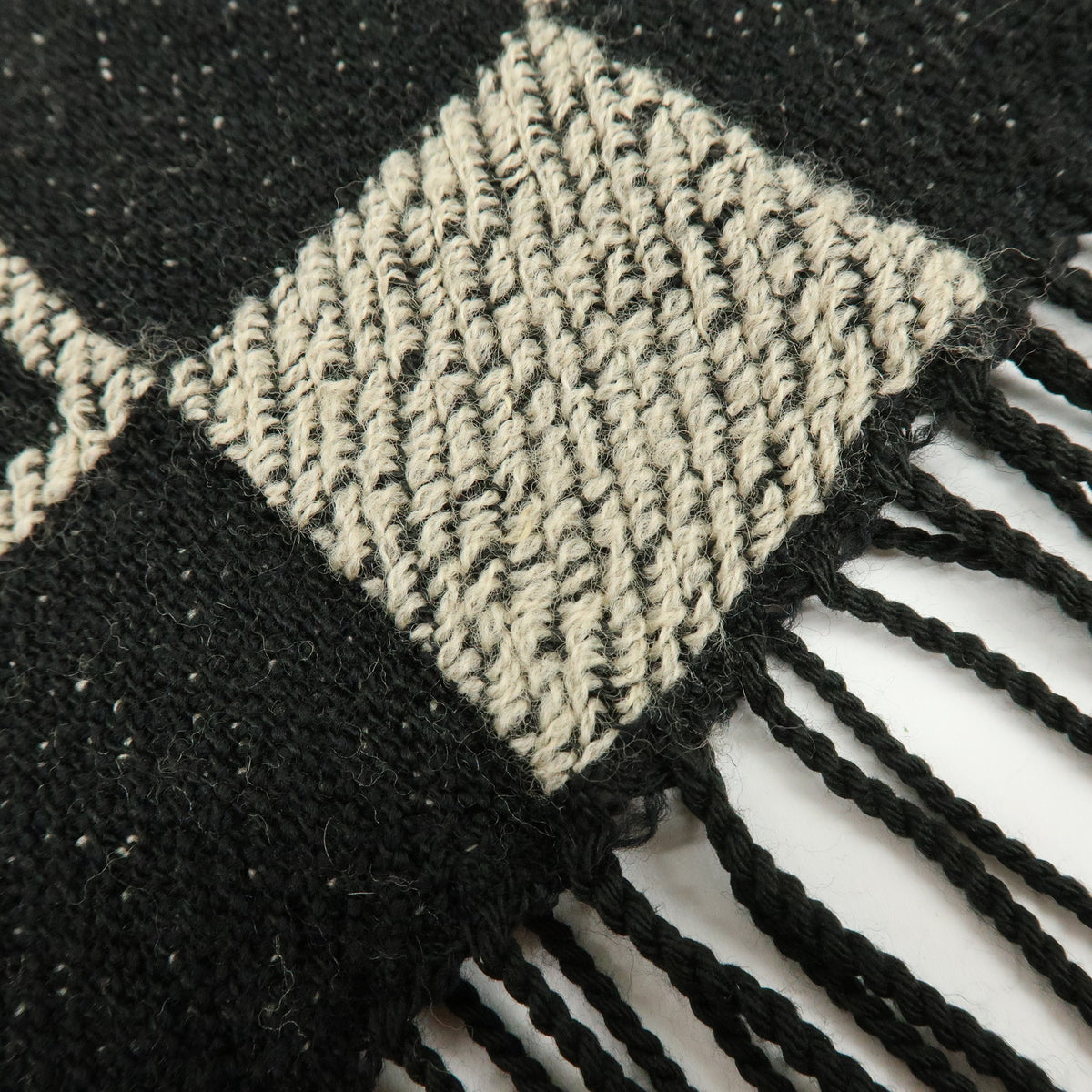FENDI Zucca FF Logo Acrylic Wool Scarf Shawl Beige Black