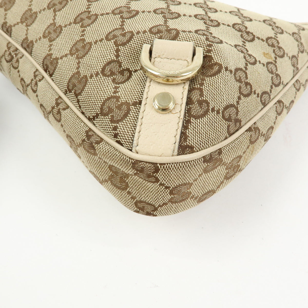 GUCCI Abbey GG Canvas Leather Shoulder Bag Beige Brown Ivory 130738